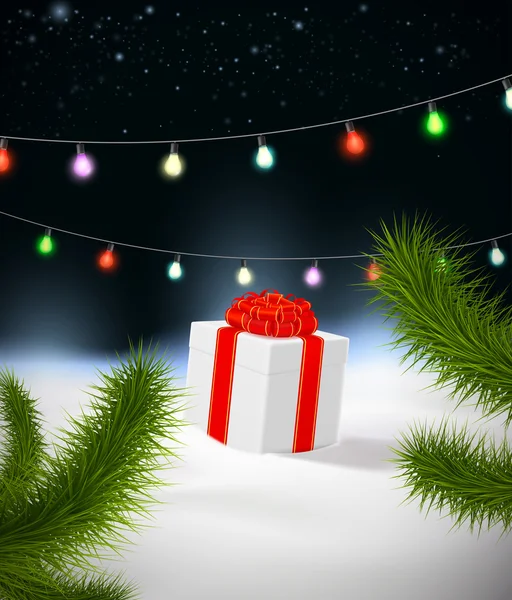 Vánoční pozadí s dárkem — Stockový vektor