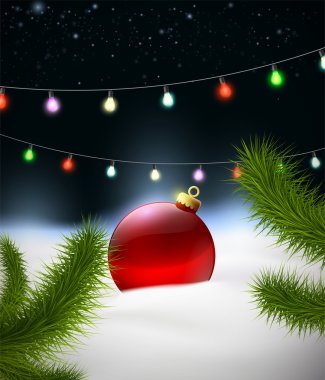 Noel top kar ve garland ile Noel arka plan