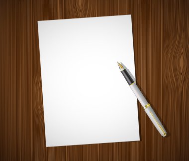 Beyaz sayfa üzerinde ahşap bir masa