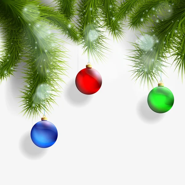 Kerst achtergrond met kerstboom en decoraties — Stockvector