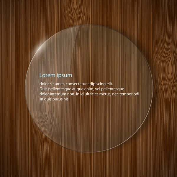 Round glass frame on a wooden background — Stock Vector