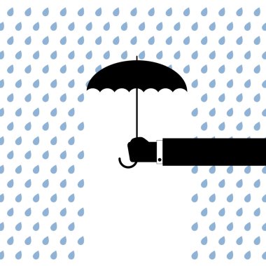 Black umbrella protects from rain clipart