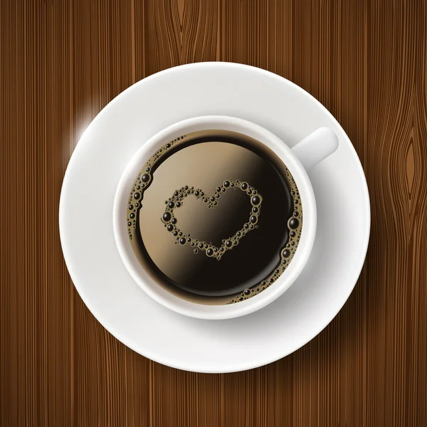 Fincan kahve ve kalp baloncuklar — Stok Vektör