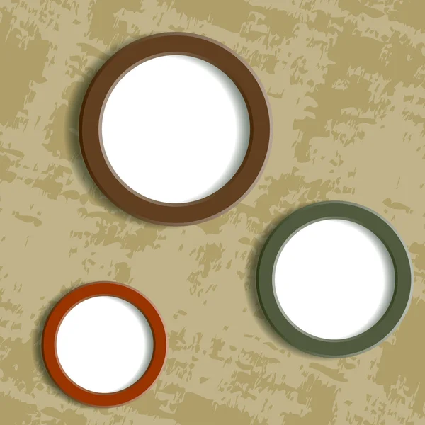 Three round frame on grungy background — Stock Vector