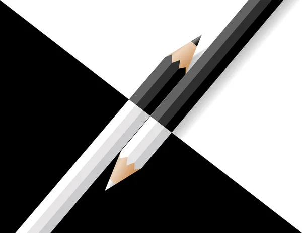 Lápis preto e branco jazem sobre um fundo preto e branco — Vetor de Stock