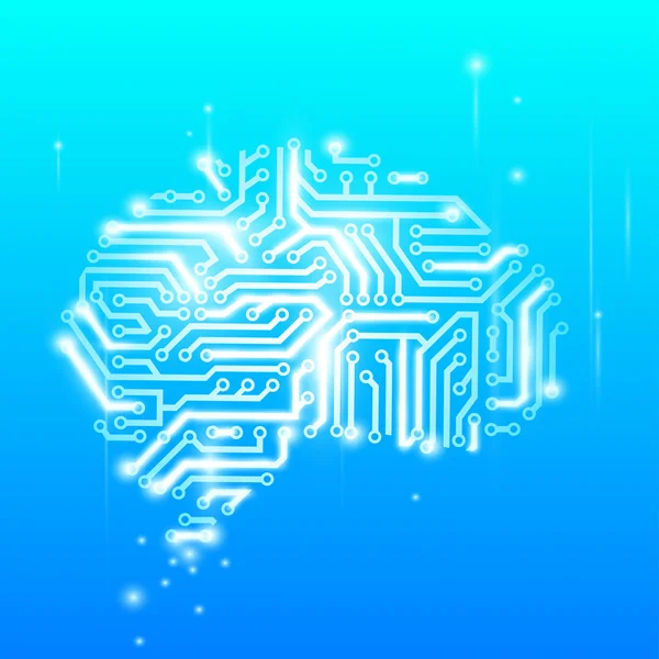 The human brain as a computer chip — Stock Vector