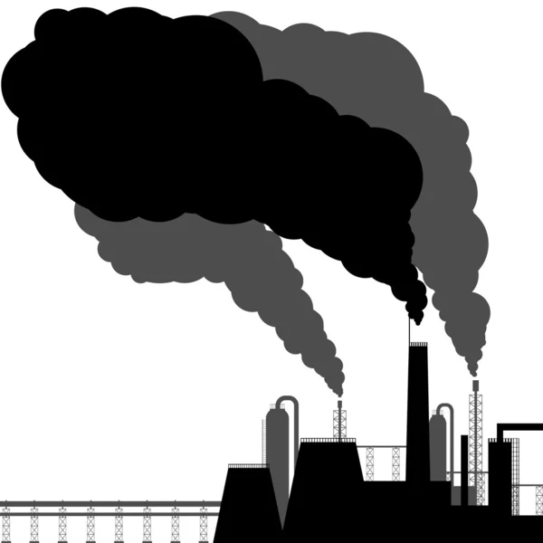 La pollution. Silhouette noire sur fond blanc — Image vectorielle