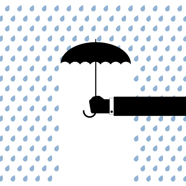 Черный зонтик защищает от дождя — стоковый вектор