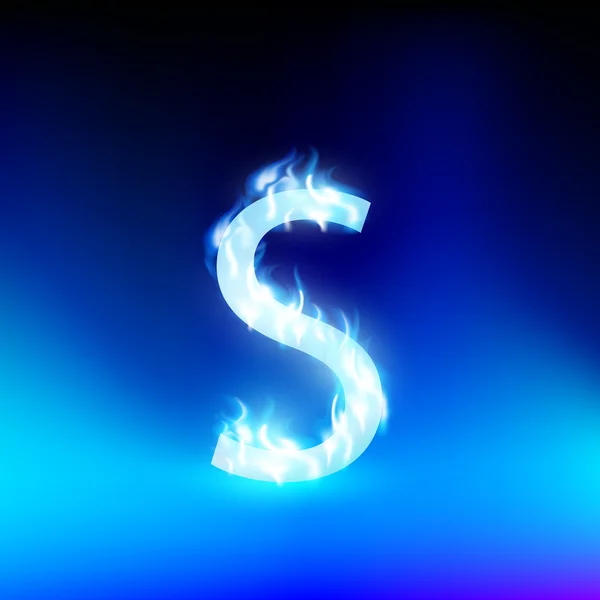 Carta vectorial con fuego azul — Vector de stock