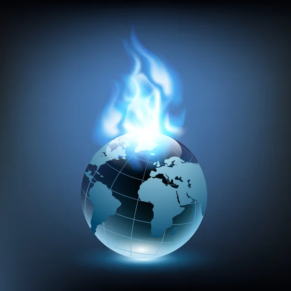 Flamme bleue et planète Terre — Image vectorielle