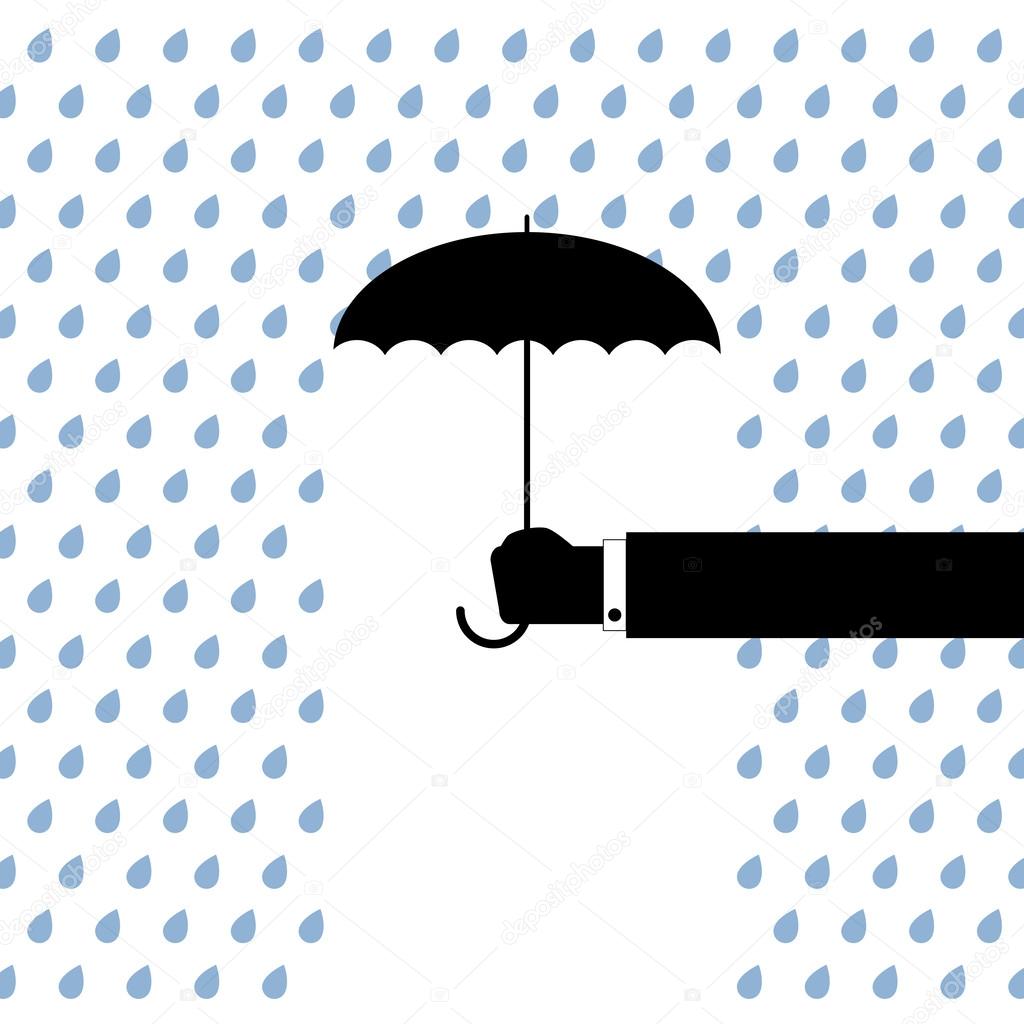 Black umbrella protects from rain
