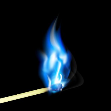 Burning match with blue flame clipart