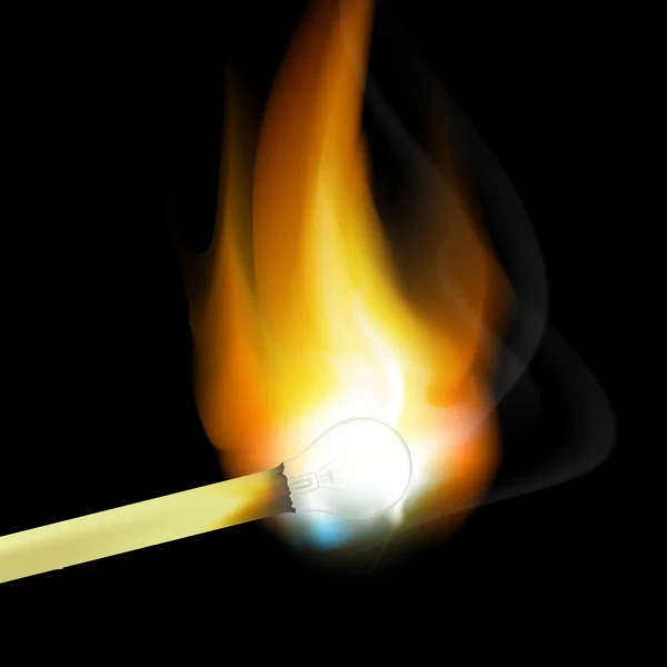 燃烧中的灯泡形式的匹配 — 图库矢量图片