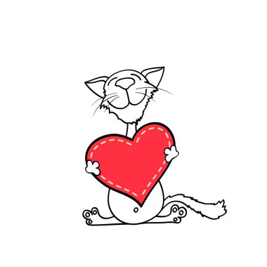 Mutlu kedi bir kalp sarılma