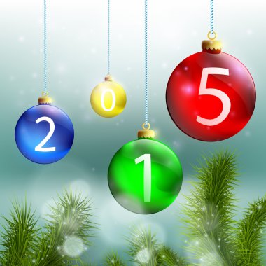 Noel topları ve kar örtüsü bir arka plan üzerinde Noel ağacı