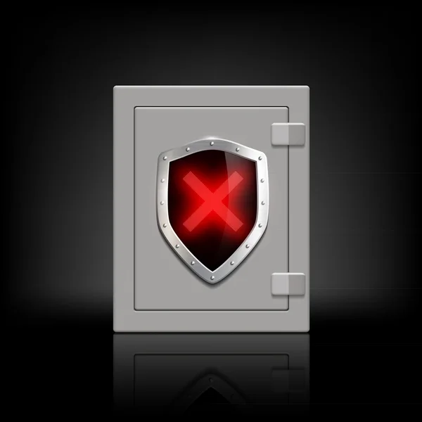 Metal safe with a shield which depicts a cross — Stock Vector