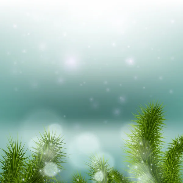 雪の風景の背景上にクリスマス ツリー — ストックベクタ