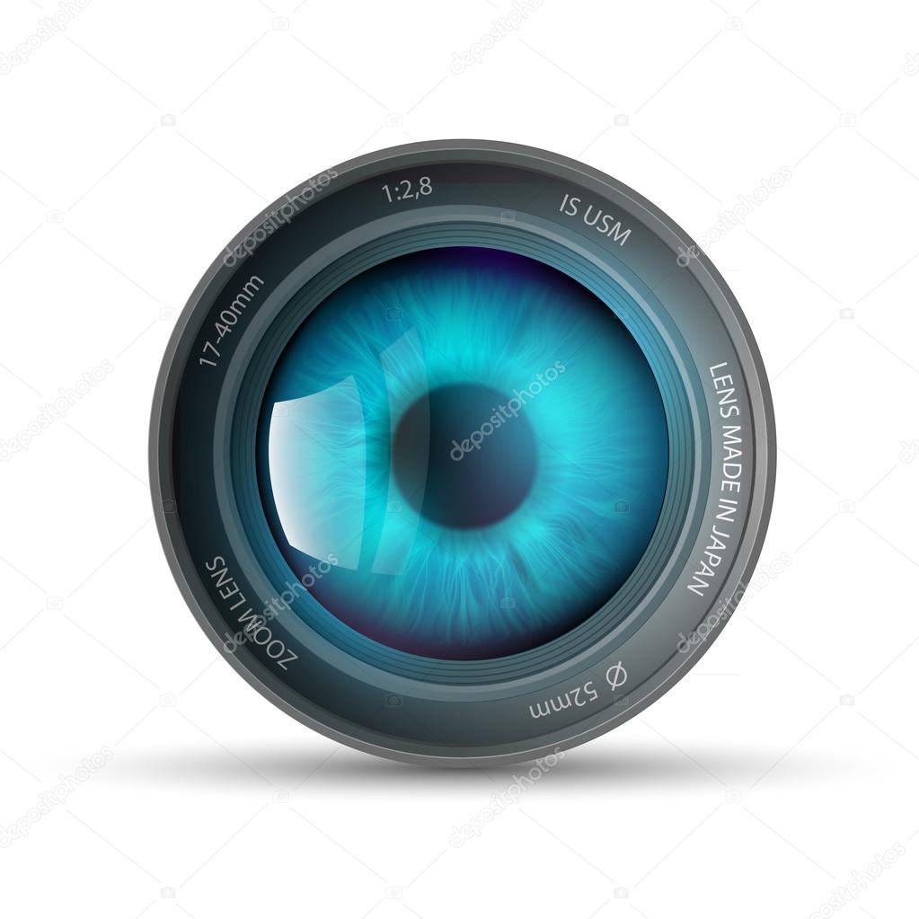 Eye inside the camera lens — Stock Vector © vantuz 68428279