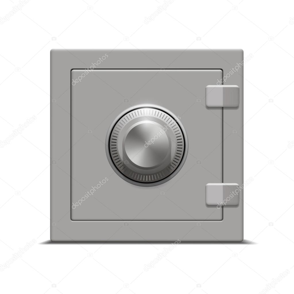 Metal safe on white background