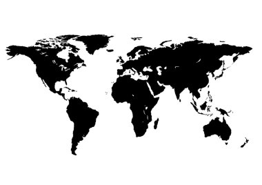 Beyaz bir arka plan üzerinde izole Dünya Haritası