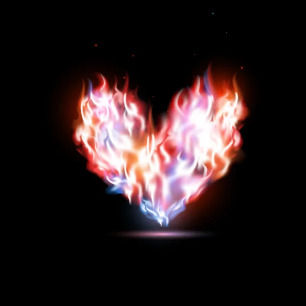 Human heart in flames — Stock Vector
