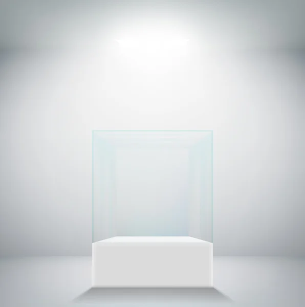 Empty glass showcase for exhibit — Stock Vector