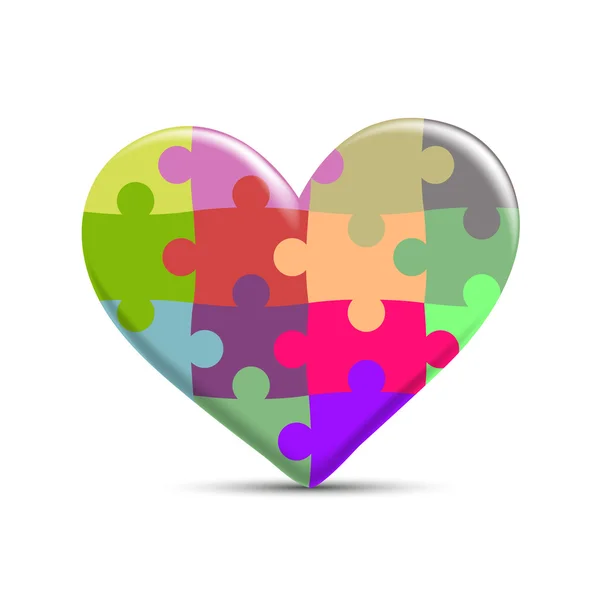 Heart consisting of puzzles — Stock Vector