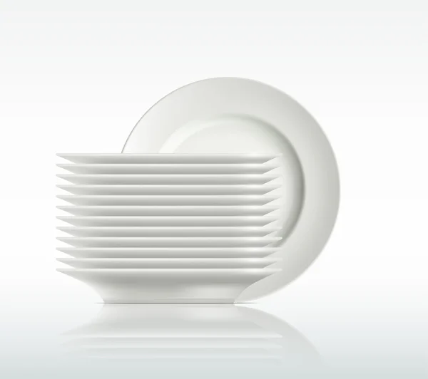 Porcelánové talíře na bílém pozadí — Stockový vektor