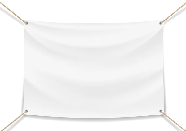 Immagine vettoriale di un banner bianco con corde — Vettoriale Stock