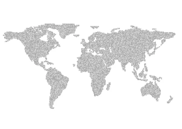 Karte des Planeten Erde bestehend aus binärem Code — Stockvektor