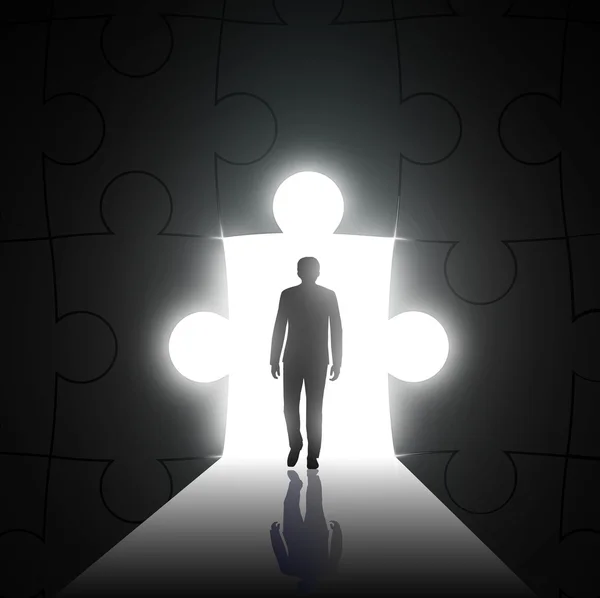 adam arka plan puz şeklinde delik üzerinde silüeti