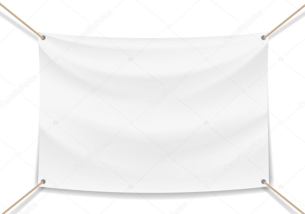 Vector image of a white banner with ropes