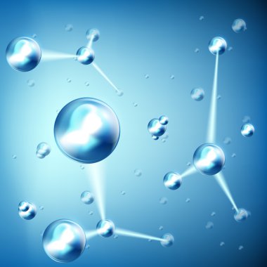 mavi bir arka plan üzerinde molekül