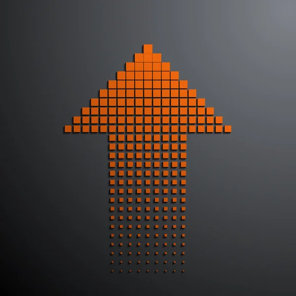 Flecha naranja sobre el fondo gris — Vector de stock