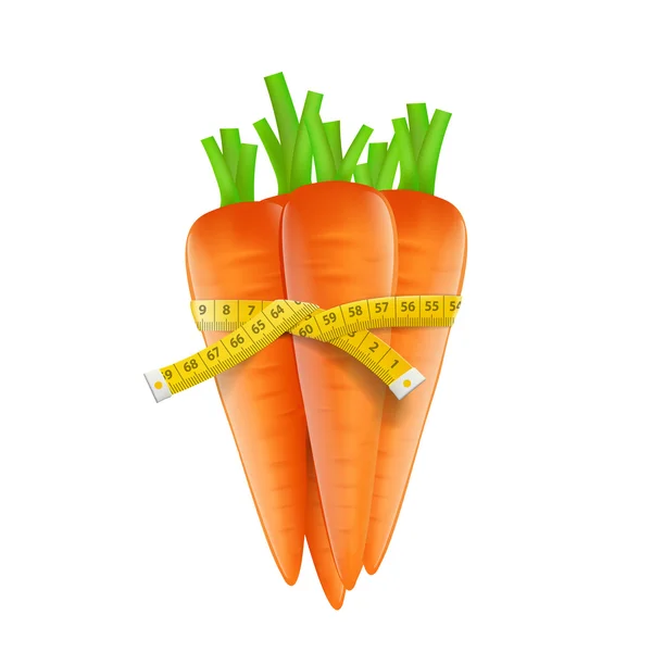 Cinta métrica alrededor de una zanahoria — Vector de stock