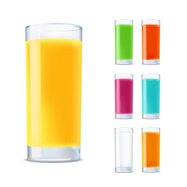 Set di bicchieri con succo isolato su sfondo bianco — Vettoriale Stock