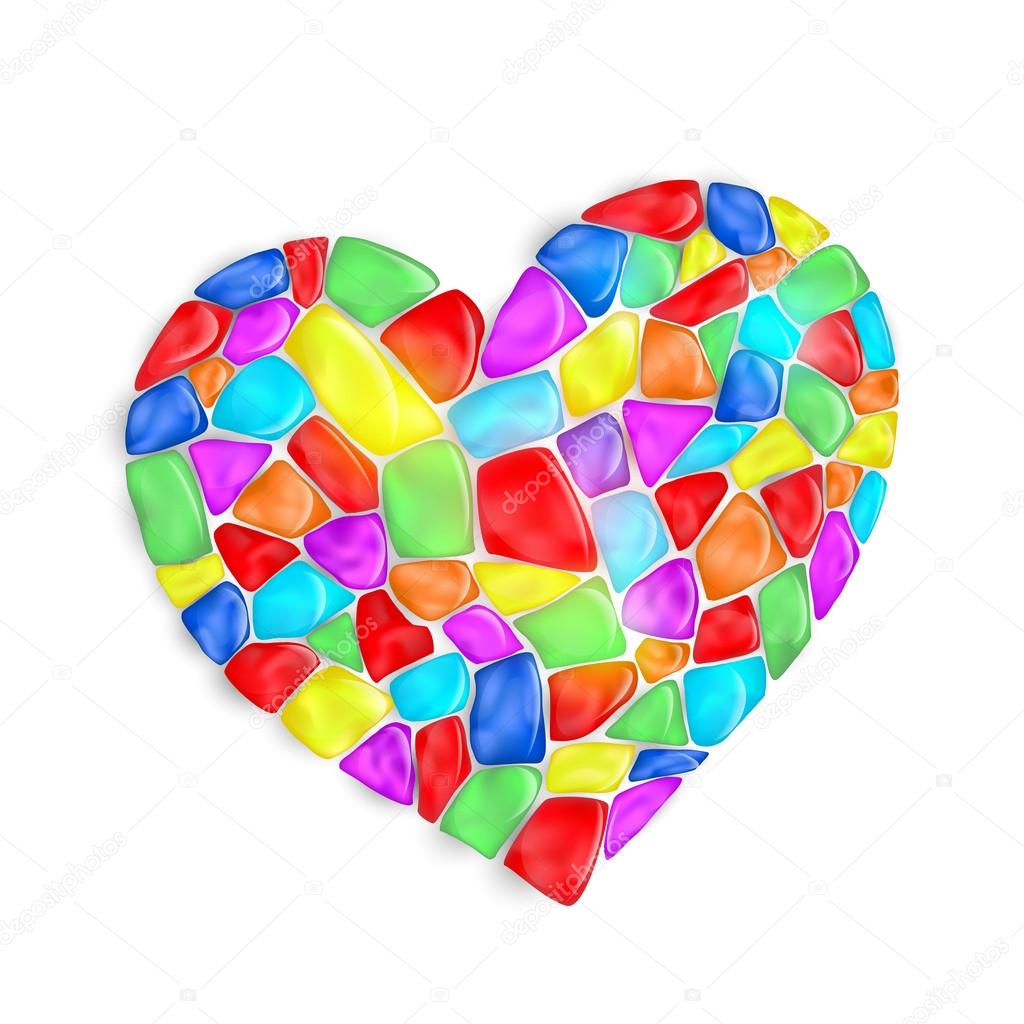 heart is composed of multi-colored stones