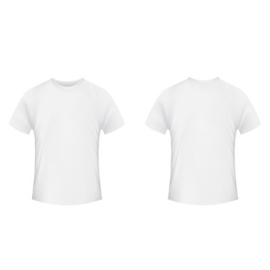 Boş t-shirt şablon. Beyaz bir adam ön ve arka tarafta
