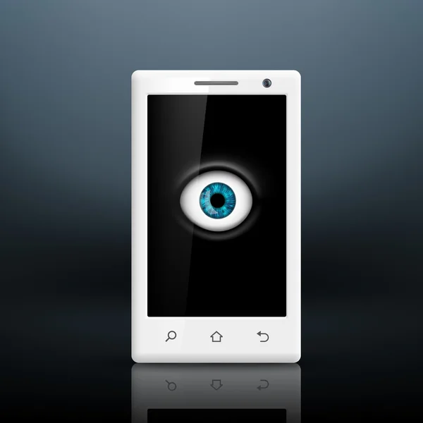 Ojo en la pantalla de su smartphone — Vector de stock