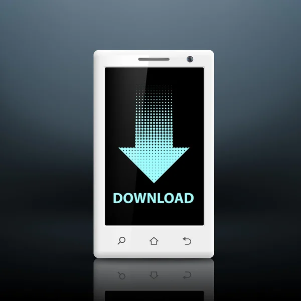 Icono de descarga en la pantalla de su smartphone — Vector de stock