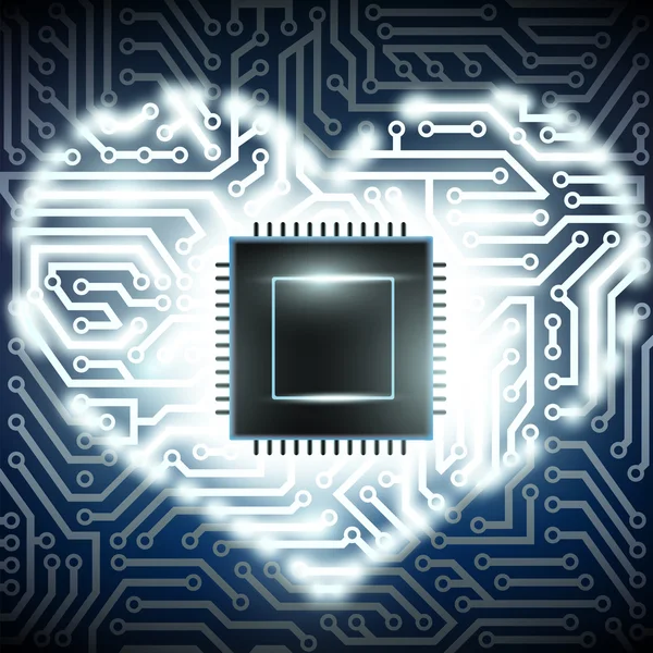 Human heart with the circuit board inside — Stock Vector