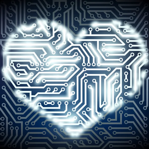 Menselijk hart met het circuit bord binnen — Stockvector
