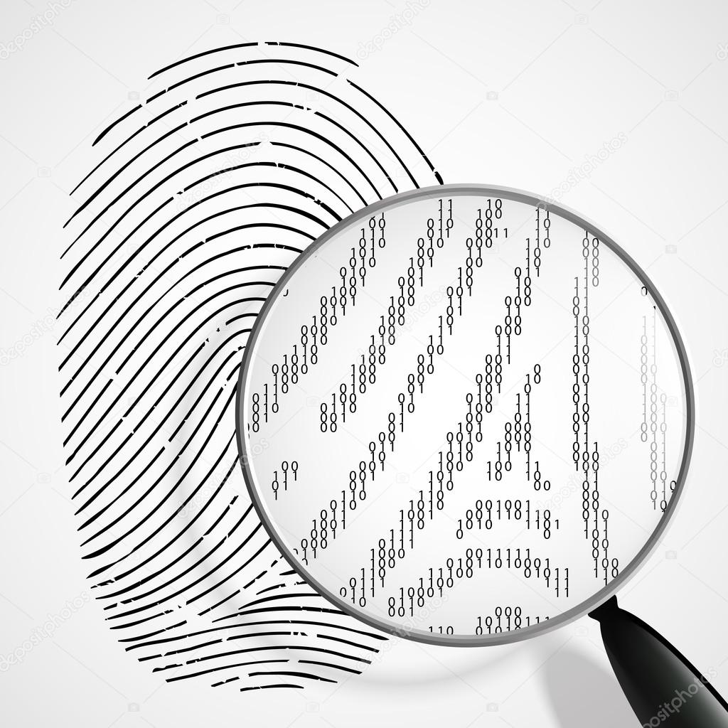 fingerprint and magnifying glass