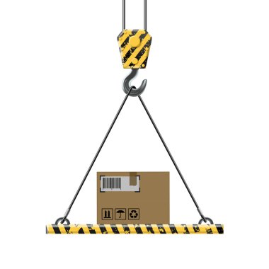crane lifts a box with cargo clipart