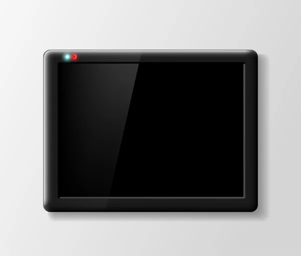 Tablet digital negra sobre fondo gris — Vector de stock