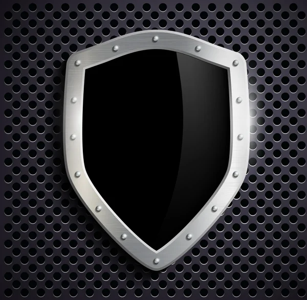 Metal shield with a black screen — Stock Vector