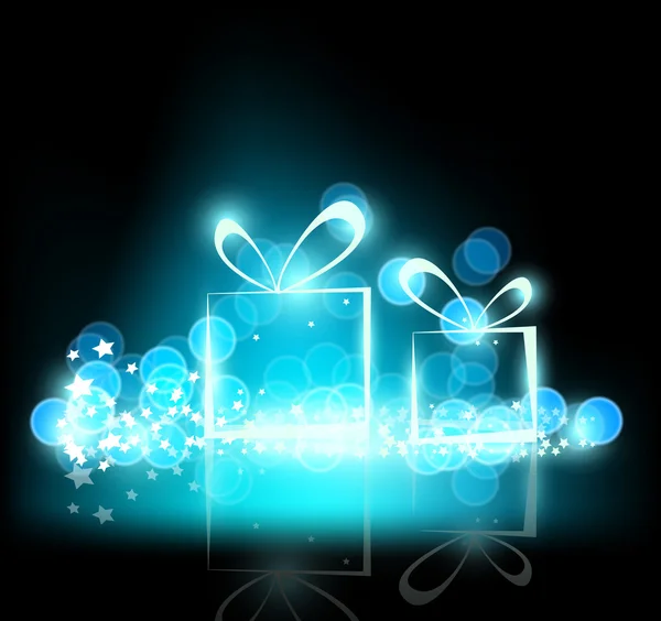 Sparkling Christmas presents on a black background — Stock Vector