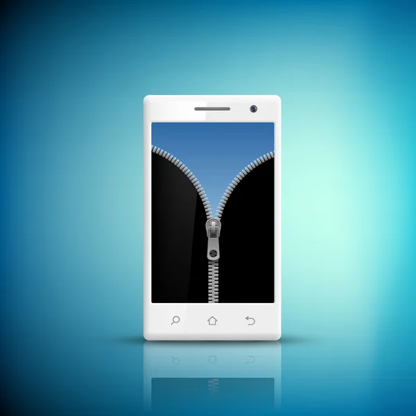 Білий смартфон з блискавкою на екрані — стоковий вектор