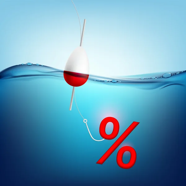 Znak procenta na rybářský háček — Stockový vektor