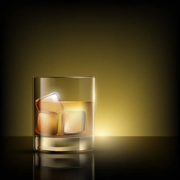 Verre de whisky avec glace — Image vectorielle